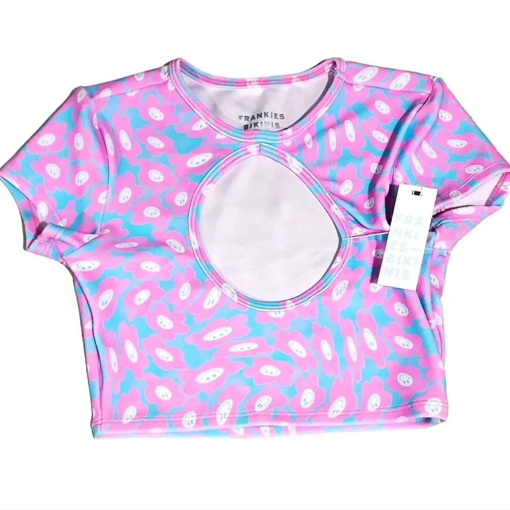 Frankies Bikinis Bree Terry Bikini Crop Top Daisy Dreams Medium